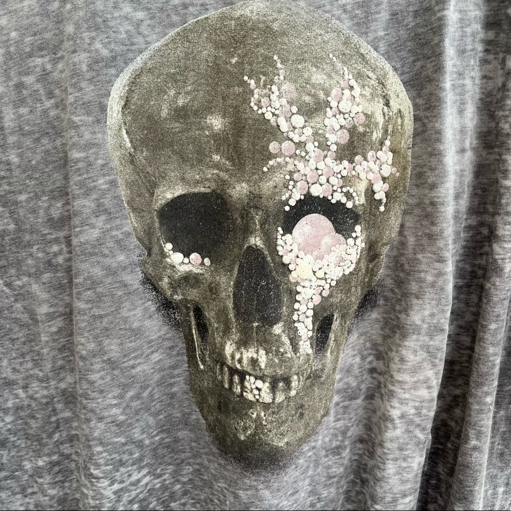 Chaser gray skull graphic burnout tee shirt dropped shoulders size medium - Picture 4 of 8